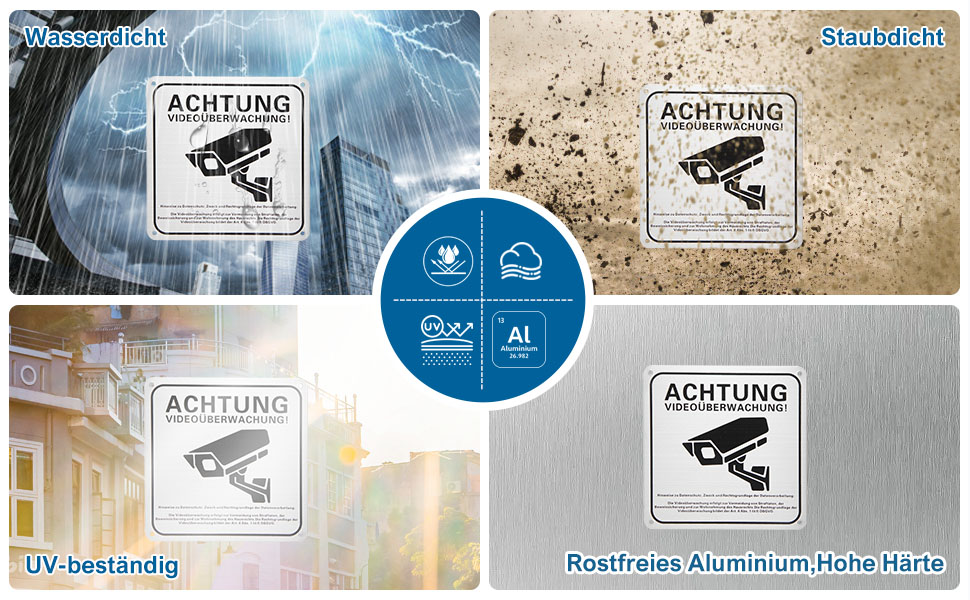 Hoiloie Alu-Warnschild Videoüberwachung selbstklebend – Detail 4