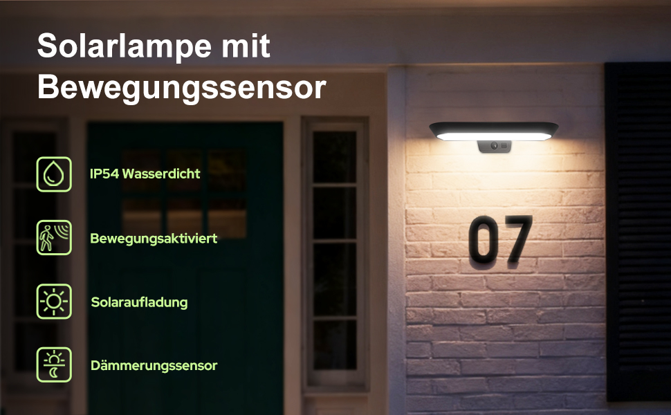 auralab ovale Solar-Wandlampe mit Bewegungsmelder für Aussenbereich – Detail 2