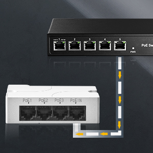 Binardat PoE-Extender 4 Port Gigabit, 1 In / 3 Out, 802.3af/at – Detail 2