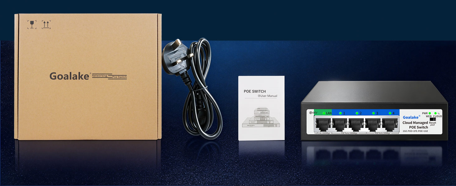 Goalake PoE+ Switch 5-Port mit vier PoE-Ports – Detail 2