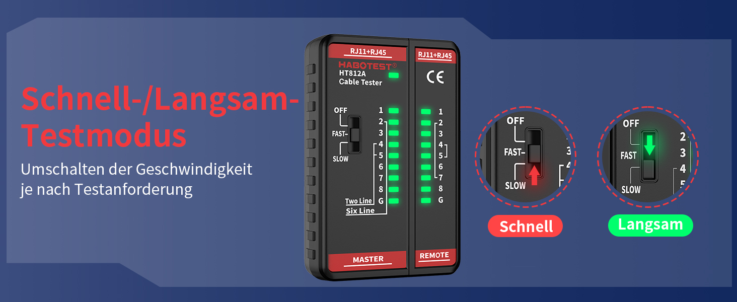 YOJOCK LAN-Tester in Schwarz für RJ45- und RJ11-Kabel – Detail 10