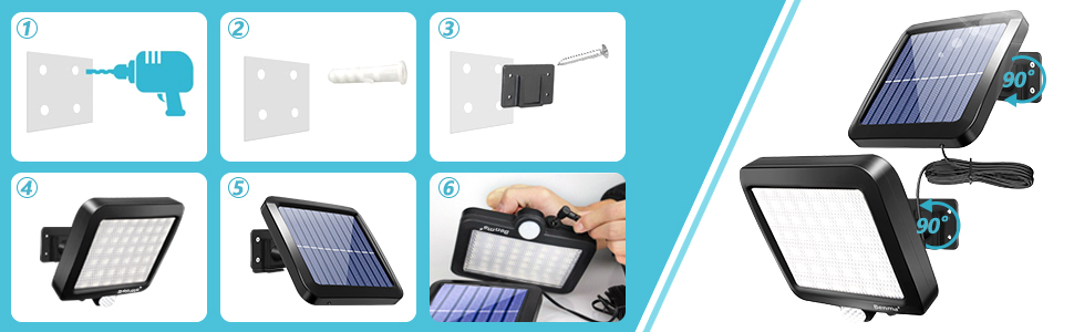 BENMA Solarlampe mit Bewegungsmelder und 5 m Kabel – Detail 5