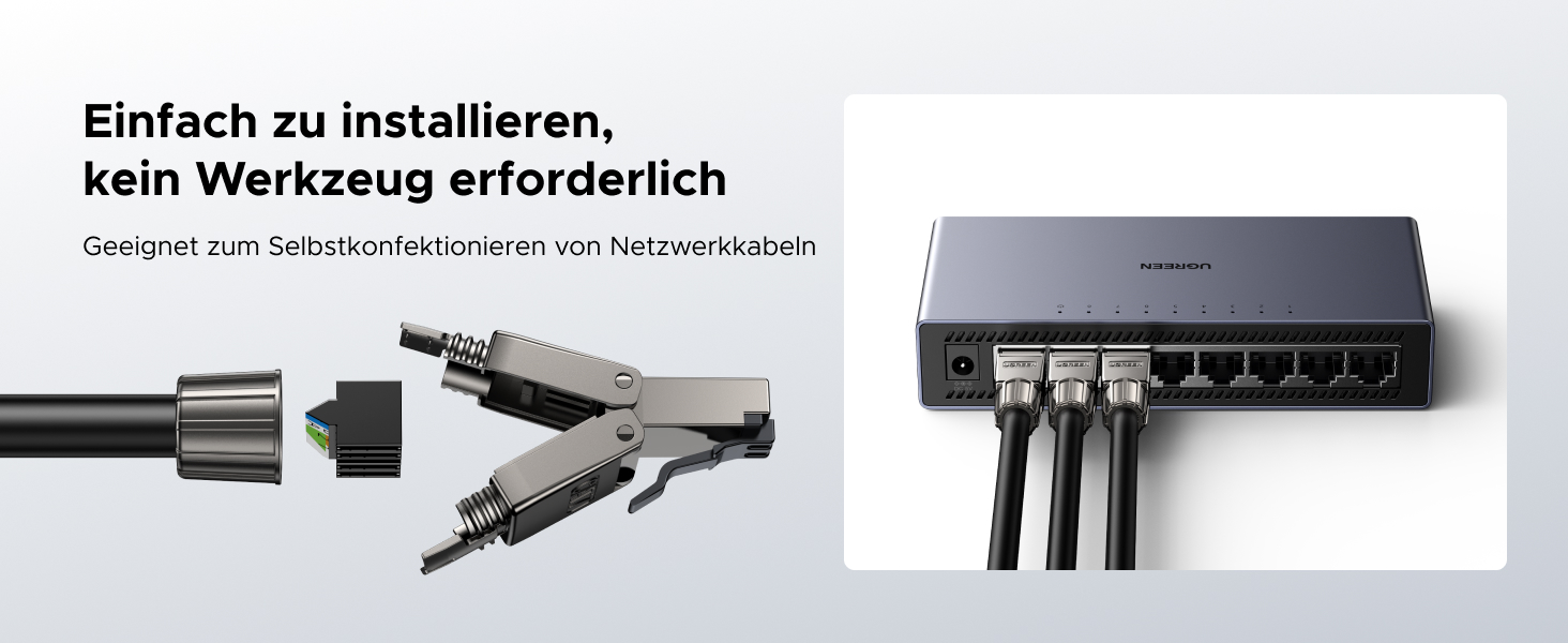 UGREEN Cat7 RJ45 Stecker werkzeuglos, 4 Stück – Detail 2