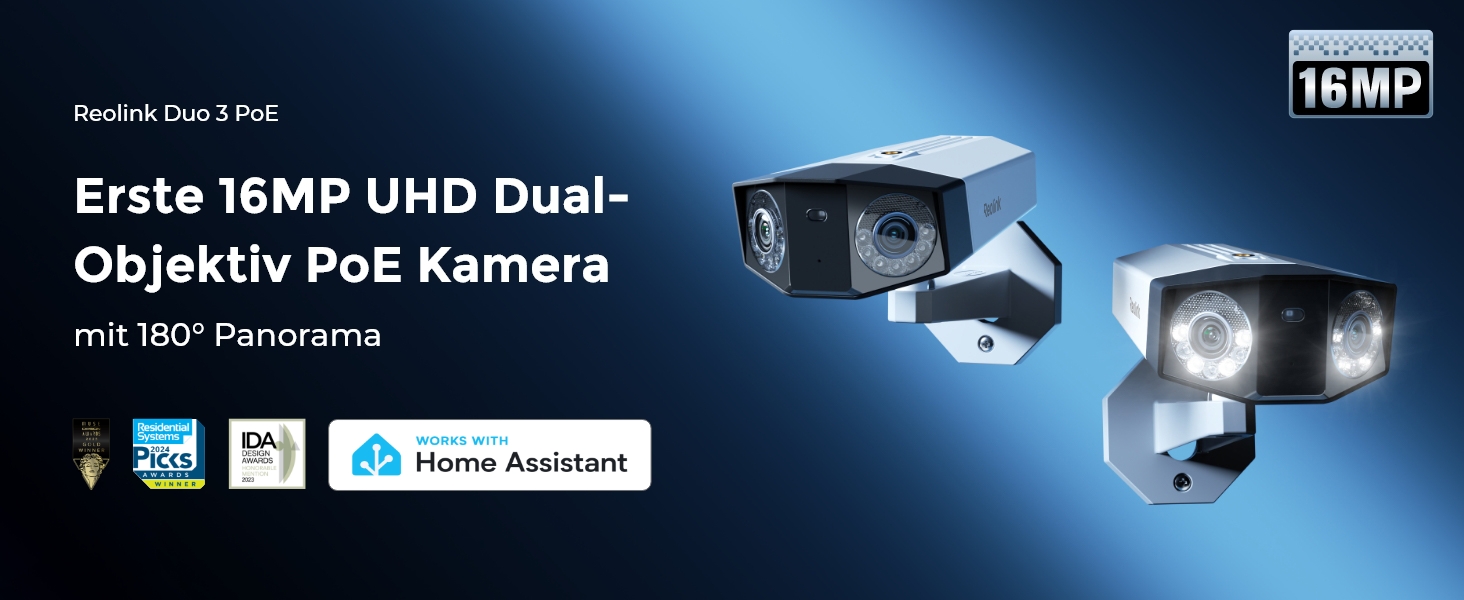 Reolink Duo 3 PoE 16MP Dual-Objektiv Kamera mit 180°-Panorama – Detail 1