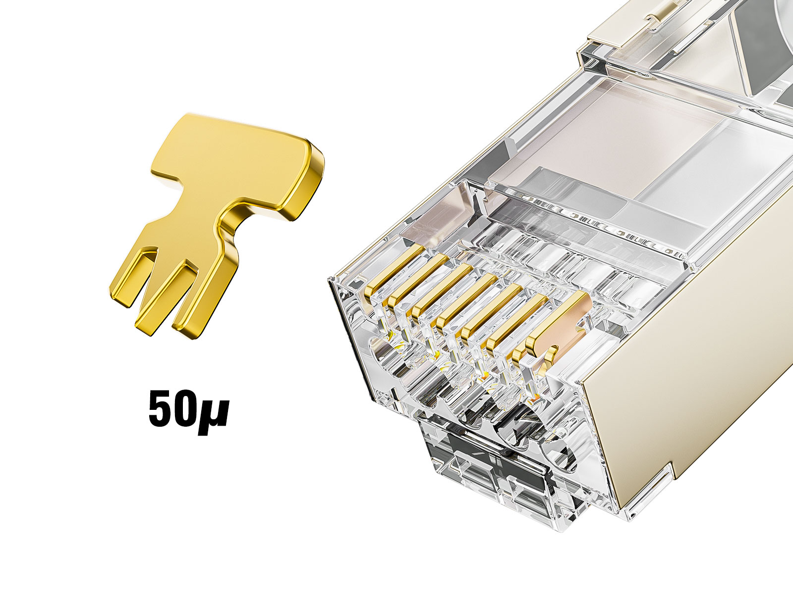 iwillink CAT 7 RJ45 Stecker vergoldet geschirmt – Detail 5