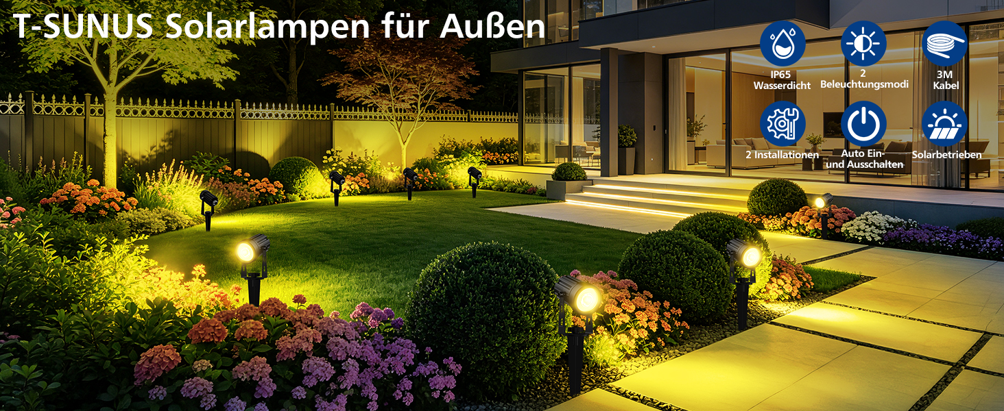 T-SUNUS Solarstrahler gelb für den Aussenbereich Garten – Detail 1