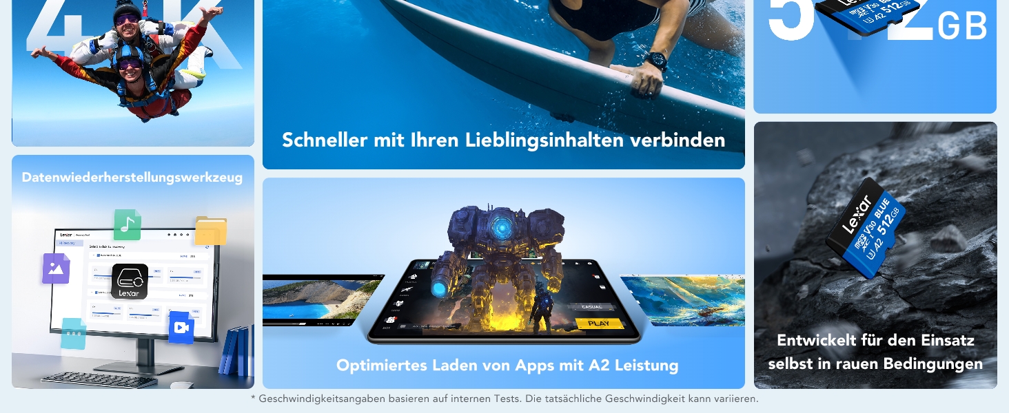 Lexar Blue microSDXC 512 GB mit A2 und V30 für Video und Apps – Detail 3