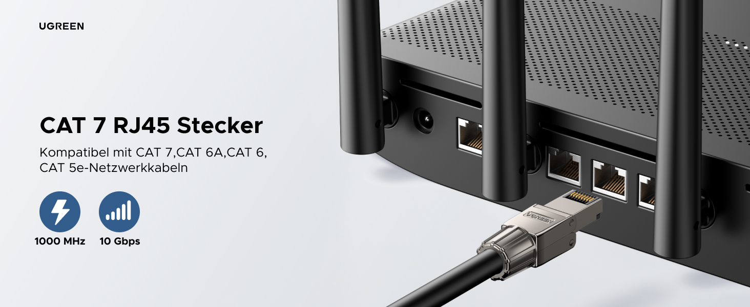 UGREEN Cat7 RJ45 Stecker werkzeuglos, 4 Stück – Detail 1