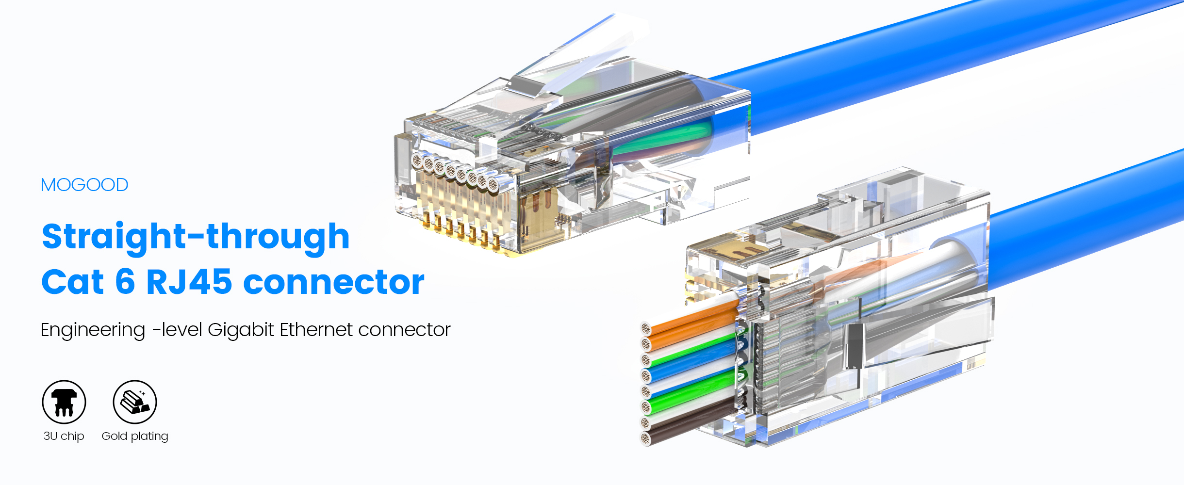 MOGOOD RJ45-Durchgangsstecker Cat6 ungeschirmt – Detail 1
