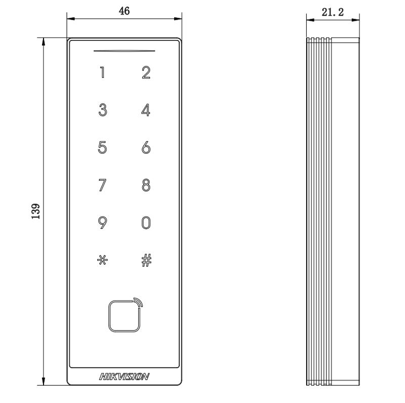 Hikvision DS-K1105EMKB Masszeichnung