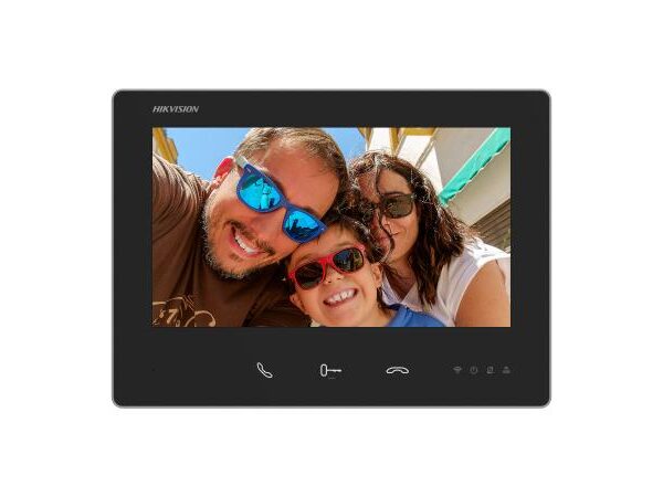 Hikvision DS-KH7300EY-WTE2 2-Draht HD Innenstation 7 Zoll Schwarz – Frontansicht