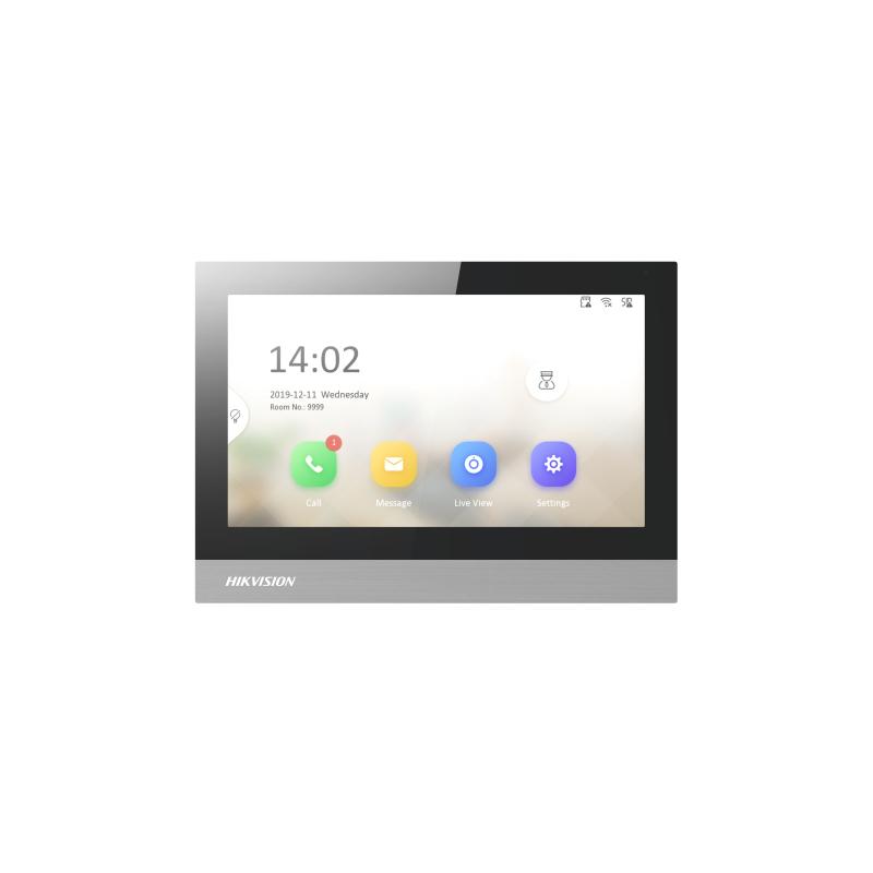 Hikvision DS-KH8380-WTE1 IP-Innenstation 7 Zoll Touchscreen – Frontansicht Hikvision DS-KH8380-WTE1 IP-Innenstation 7 Zoll Touchscreen – Frontansicht